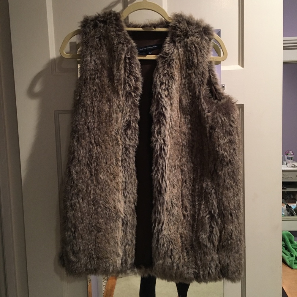 French connection faux fur vest